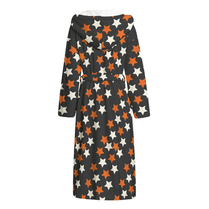 Halloween Star Pattern Print Hooded Bathrobe