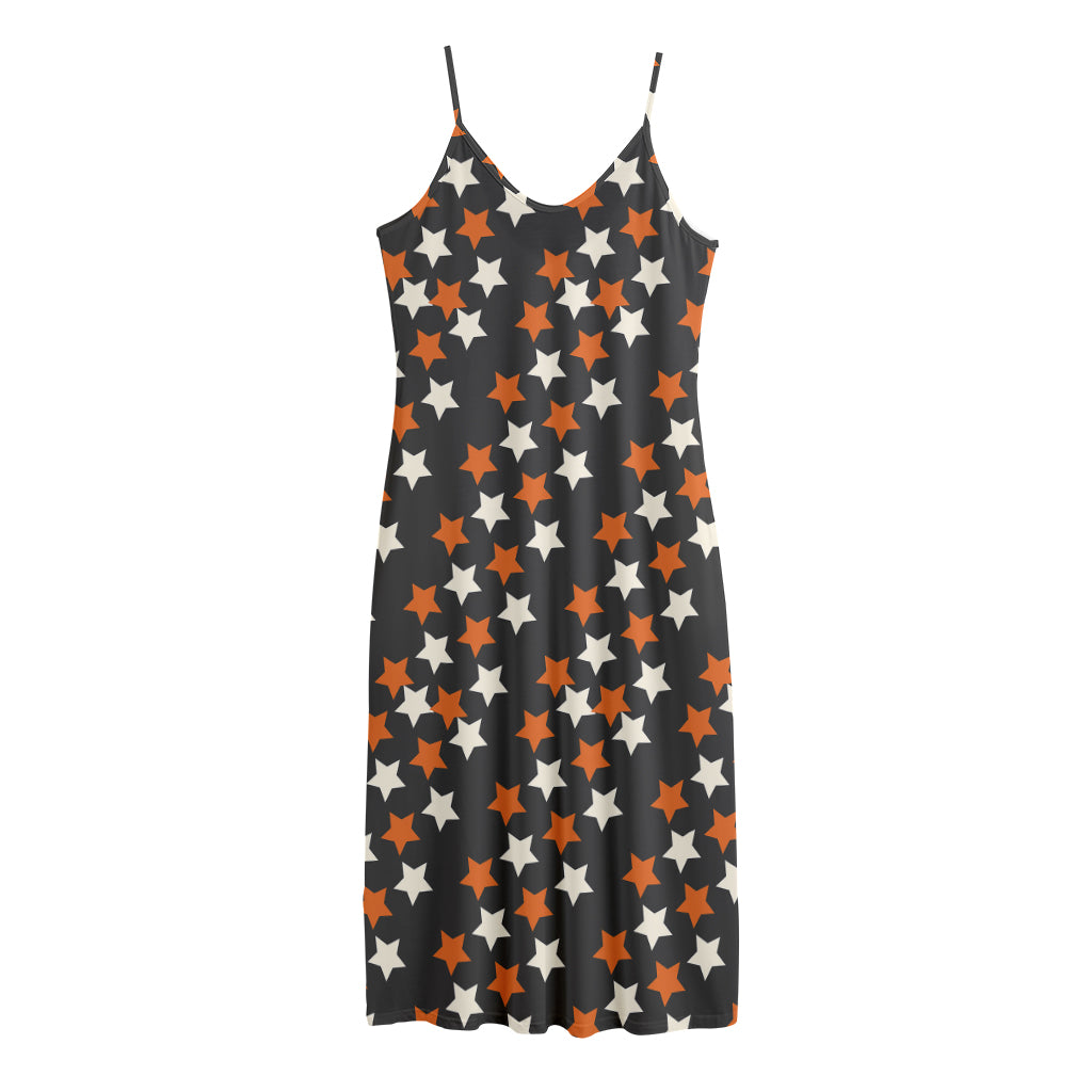 Halloween Star Pattern Print Jersey Midi Cami Dress