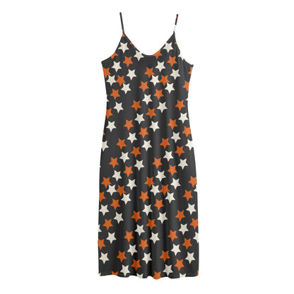 Halloween Star Pattern Print Jersey Midi Cami Dress