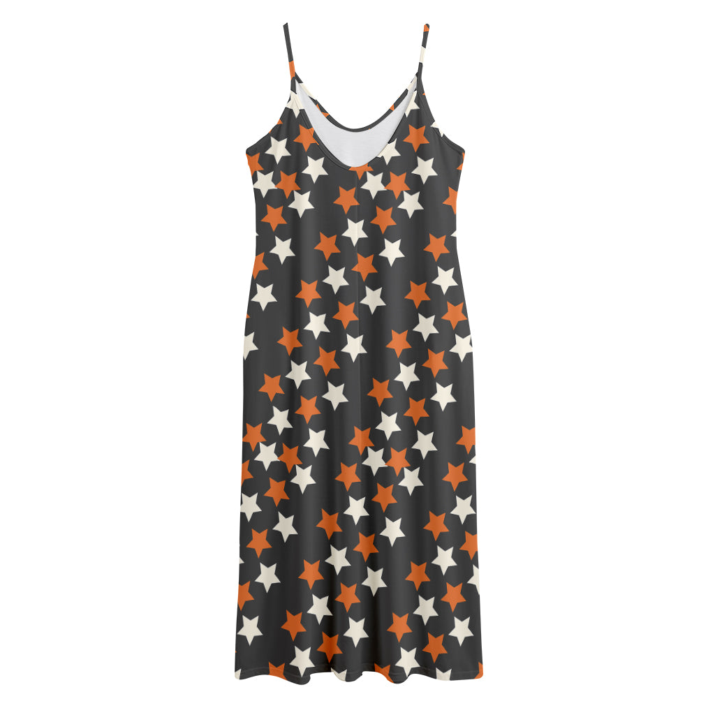 Halloween Star Pattern Print Jersey Midi Cami Dress