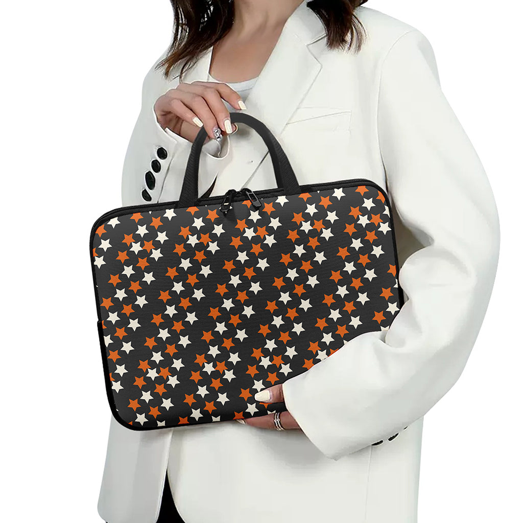 Halloween Star Pattern Print Laptop Sleeve With Handle