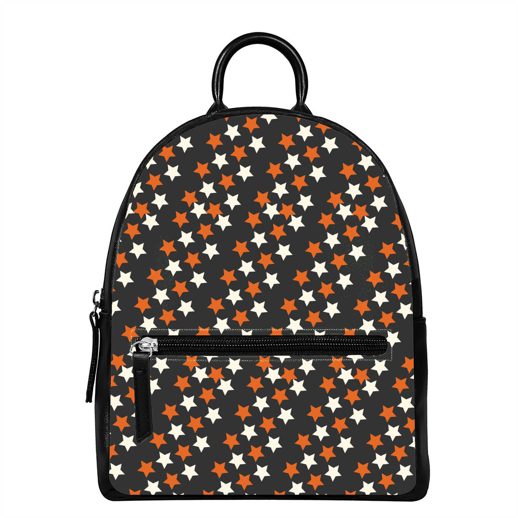 Halloween Star Pattern Print Leather Backpack