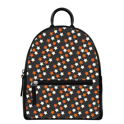 Halloween Star Pattern Print Leather Backpack