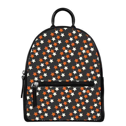 Halloween Star Pattern Print Leather Backpack