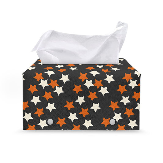 Halloween Star Pattern Print Leather Tissue Box Cover