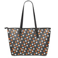 Halloween Star Pattern Print Leather Tote Bag With Zipper