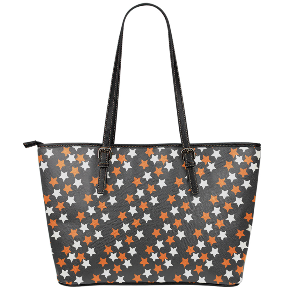Halloween Star Pattern Print Leather Tote Bag
