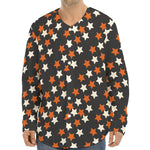Halloween Star Pattern Print Long Sleeve Baseball Jersey