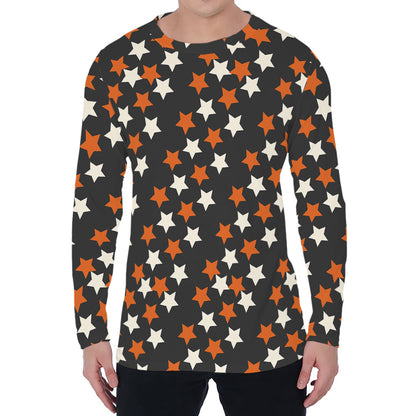 Halloween Star Pattern Print Men's Long Sleeve T-Shirt