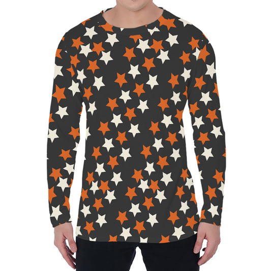 Halloween Star Pattern Print Men's Long Sleeve T-Shirt