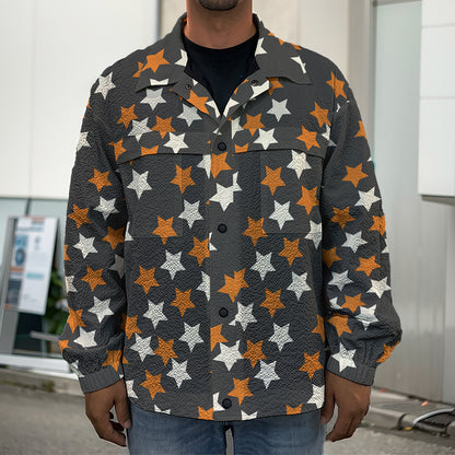 Halloween Star Pattern Print Men's Shirt Jacket