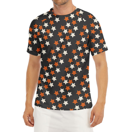 Halloween Star Pattern Print Men's Short Sleeve Rash Guard