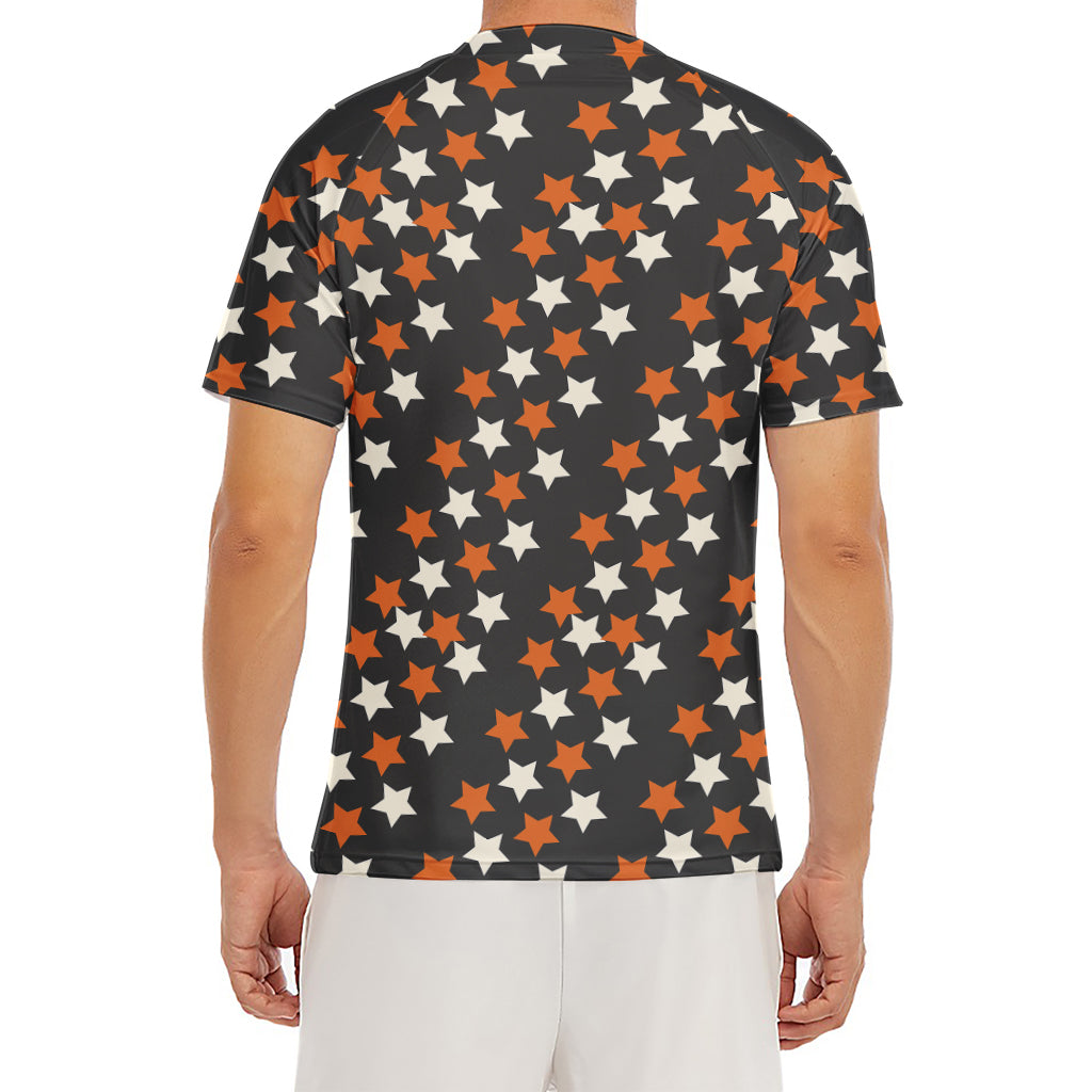 Halloween Star Pattern Print Men's Short Sleeve Rash Guard
