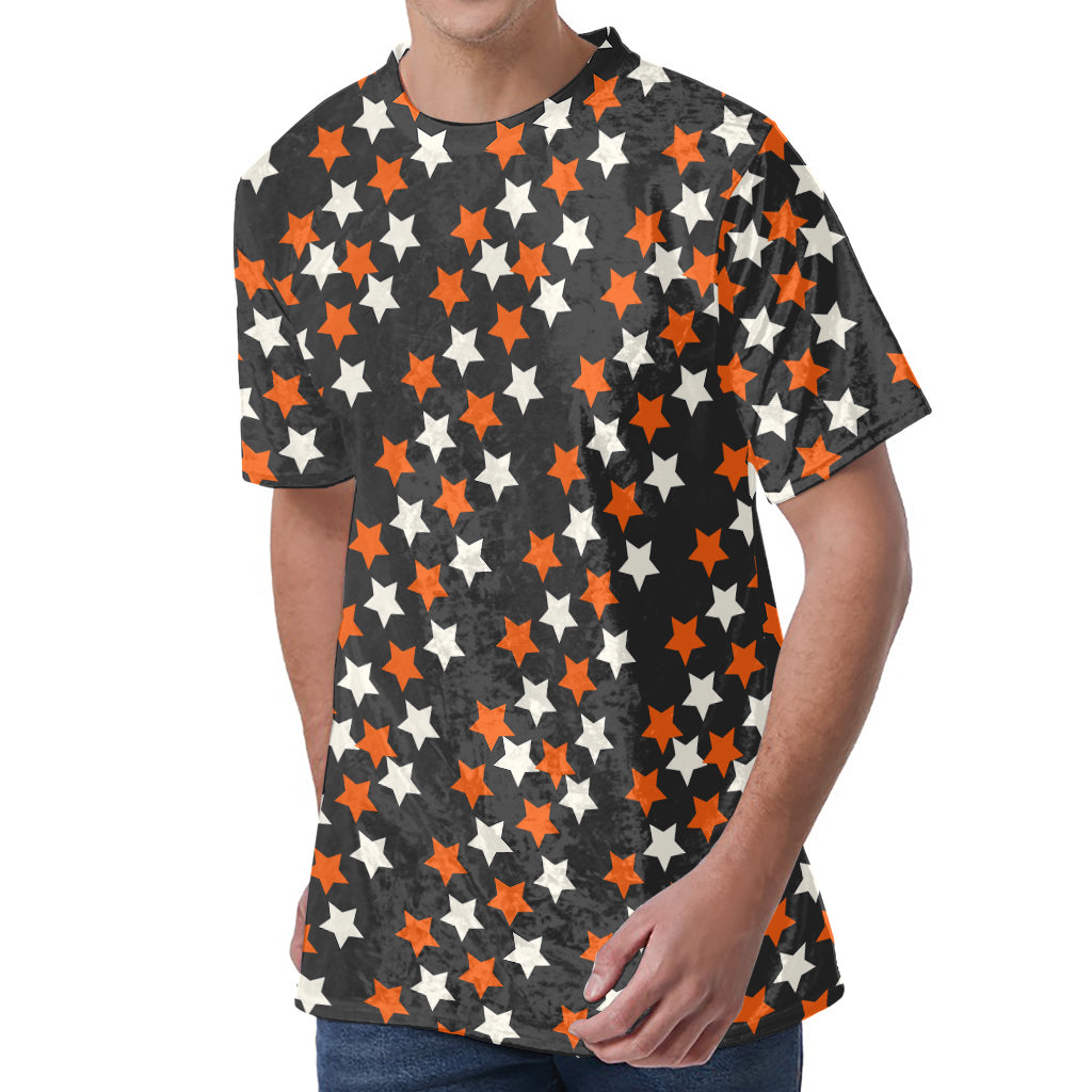 Halloween Star Pattern Print Men's Velvet T-Shirt