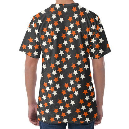 Halloween Star Pattern Print Men's Velvet T-Shirt