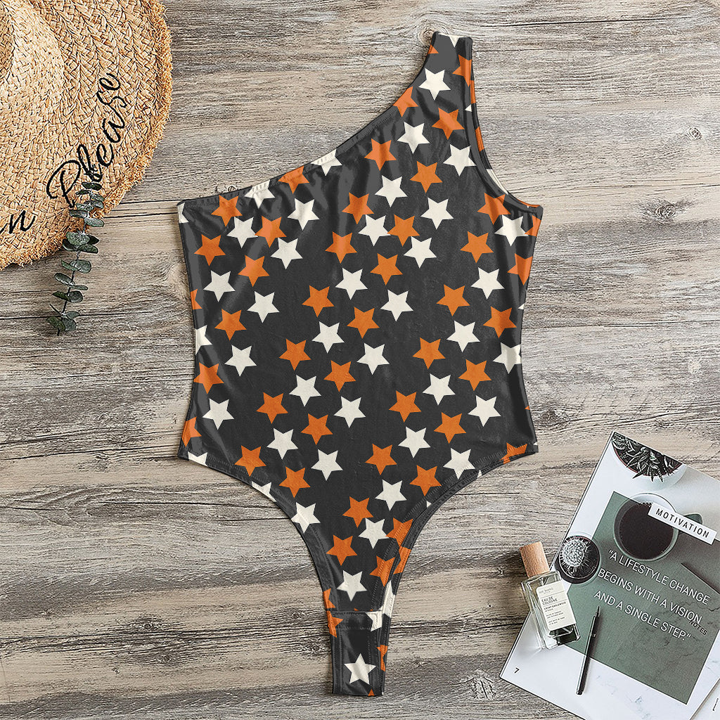 Halloween Star Pattern Print One Shoulder Bodysuit