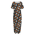 Halloween Star Pattern Print Short Sleeve Long Nightdress