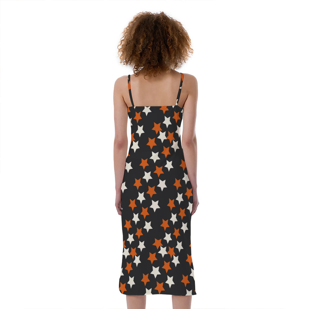 Halloween Star Pattern Print Slim Fit Midi Cami Dress
