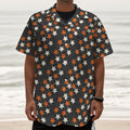Halloween Star Pattern Print Textured Short Sleeve Shirt