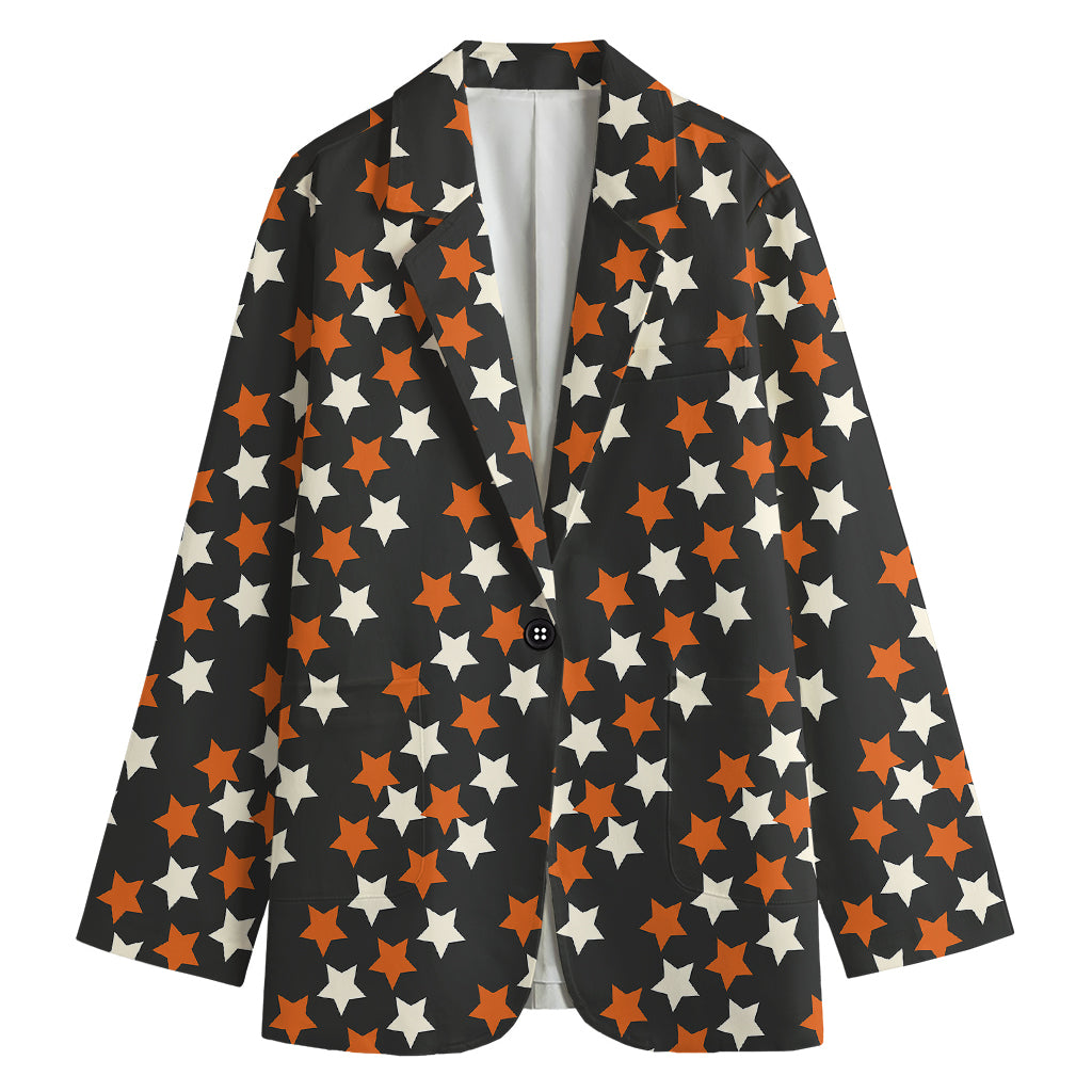 Halloween Star Pattern Print Women's Cotton Blazer