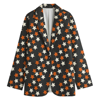 Halloween Star Pattern Print Women's Cotton Blazer