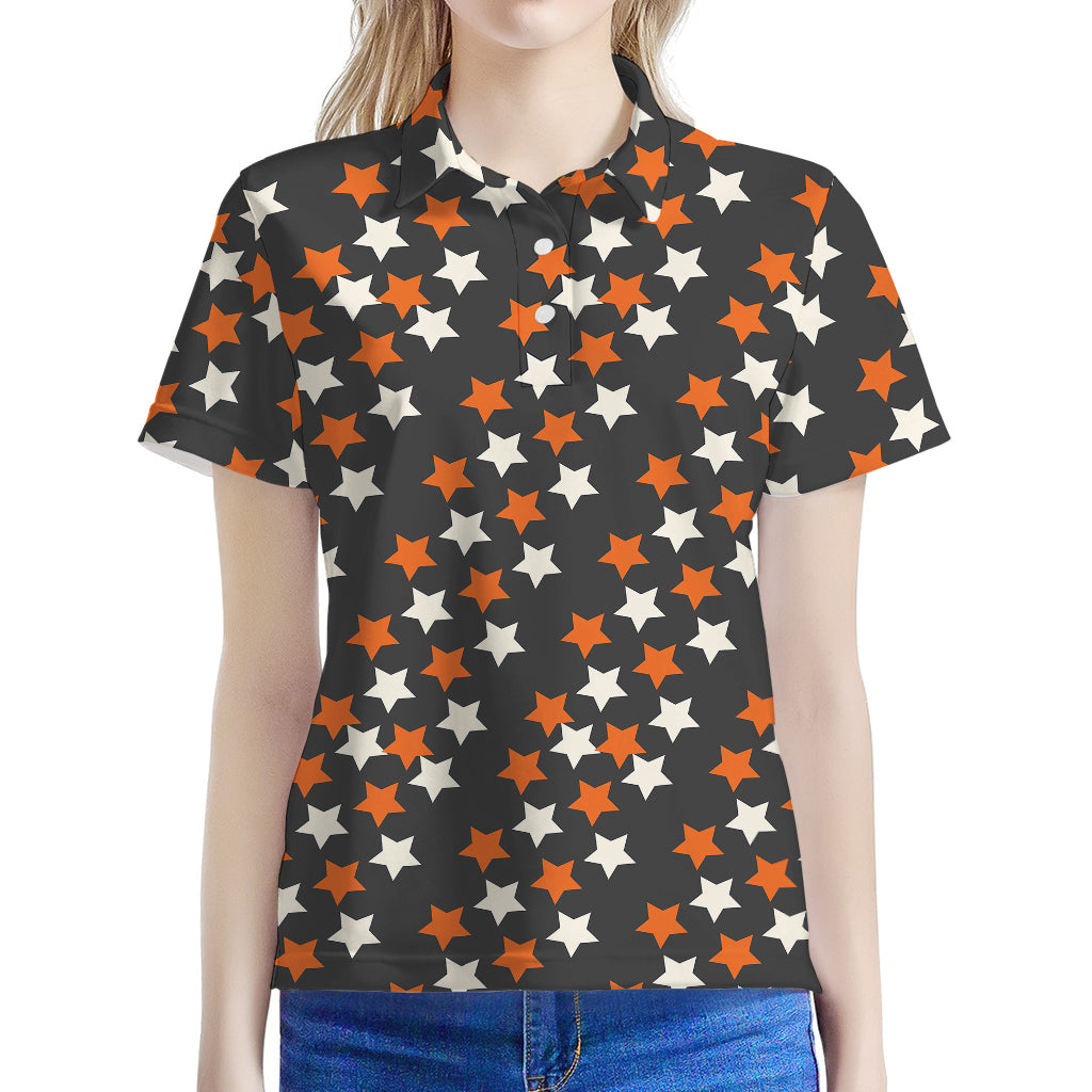 Halloween Star Pattern Print Women's Polo Shirt