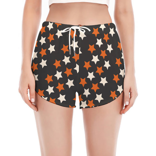 Halloween Star Pattern Print Women's Split Running Shorts