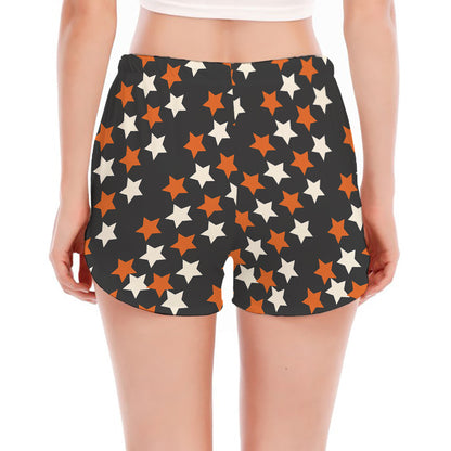 Halloween Star Pattern Print Women's Split Running Shorts