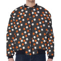 Halloween Star Pattern Print Zip Sleeve Bomber Jacket