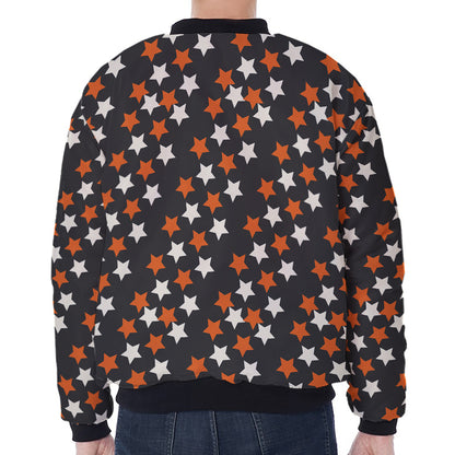 Halloween Star Pattern Print Zip Sleeve Bomber Jacket