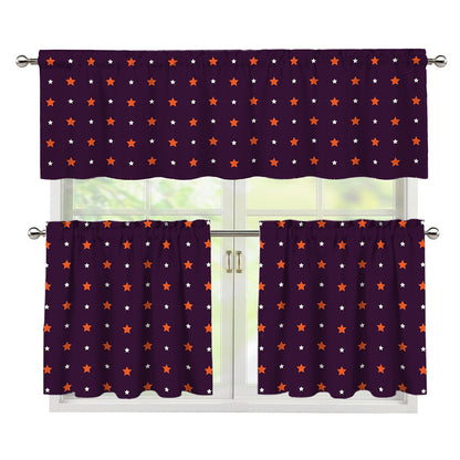 Halloween Stars Pattern Print 3 Piece Kitchen Curtains
