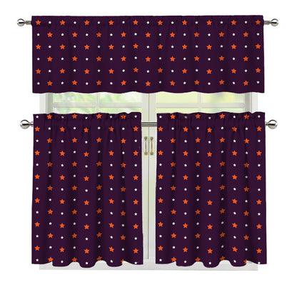 Halloween Stars Pattern Print 3 Piece Kitchen Curtains