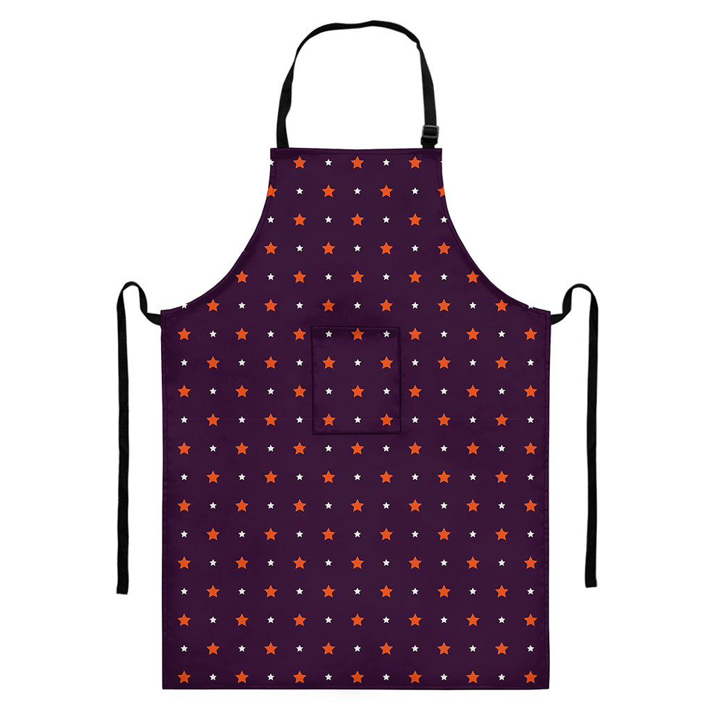 Halloween Stars Pattern Print Bib Apron With Pocket