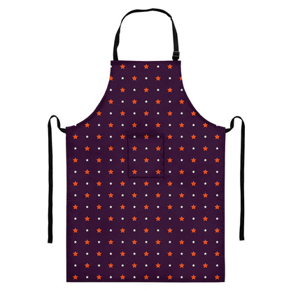 Halloween Stars Pattern Print Bib Apron With Pocket