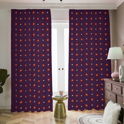Halloween Stars Pattern Print Blackout Pencil Pleat Curtains