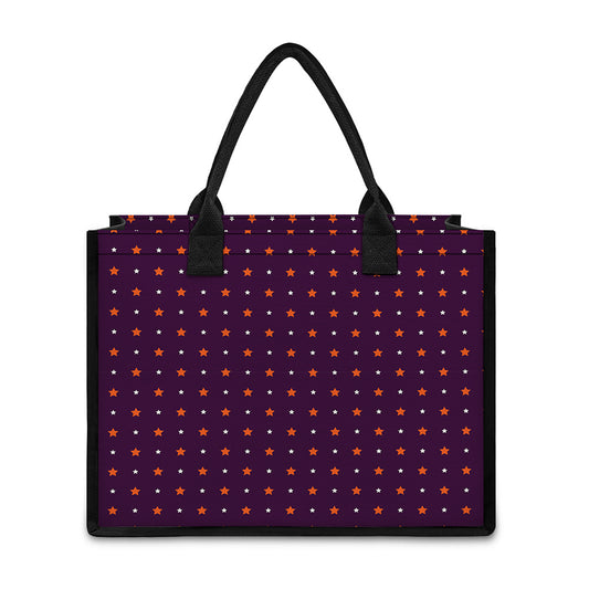 Halloween Stars Pattern Print Canvas Tote Bag
