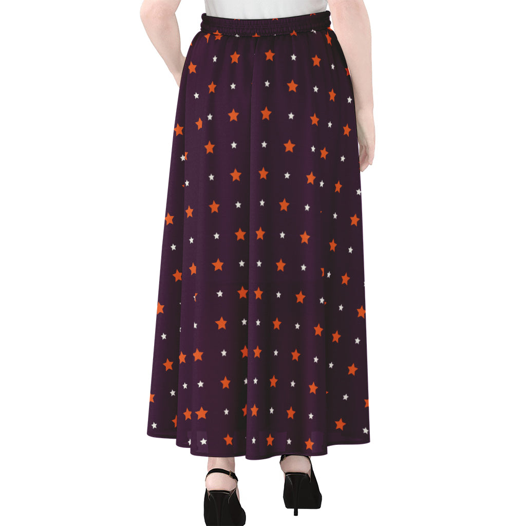 Halloween Stars Pattern Print Chiffon Maxi Skirt