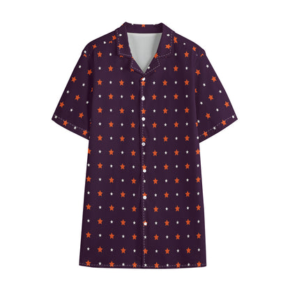 Halloween Stars Pattern Print Cotton Hawaiian Shirt
