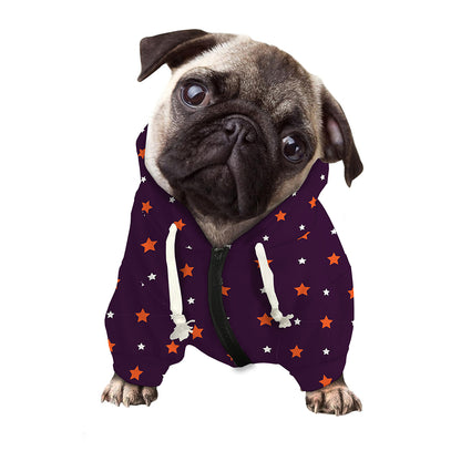 Halloween Stars Pattern Print Dog Zip Up Hoodie