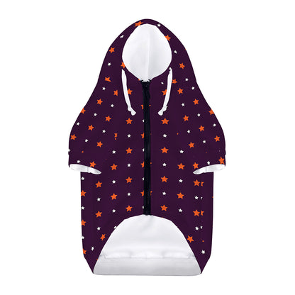 Halloween Stars Pattern Print Dog Zip Up Hoodie