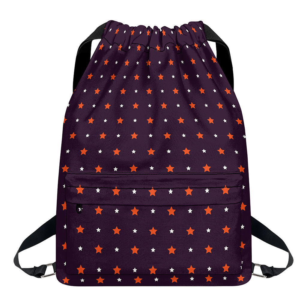 Halloween Stars Pattern Print Drawstring Backpack