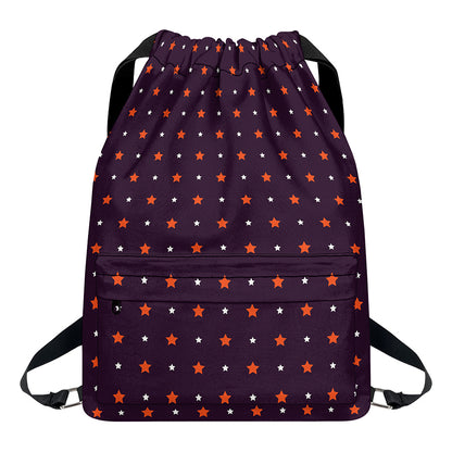 Halloween Stars Pattern Print Drawstring Backpack