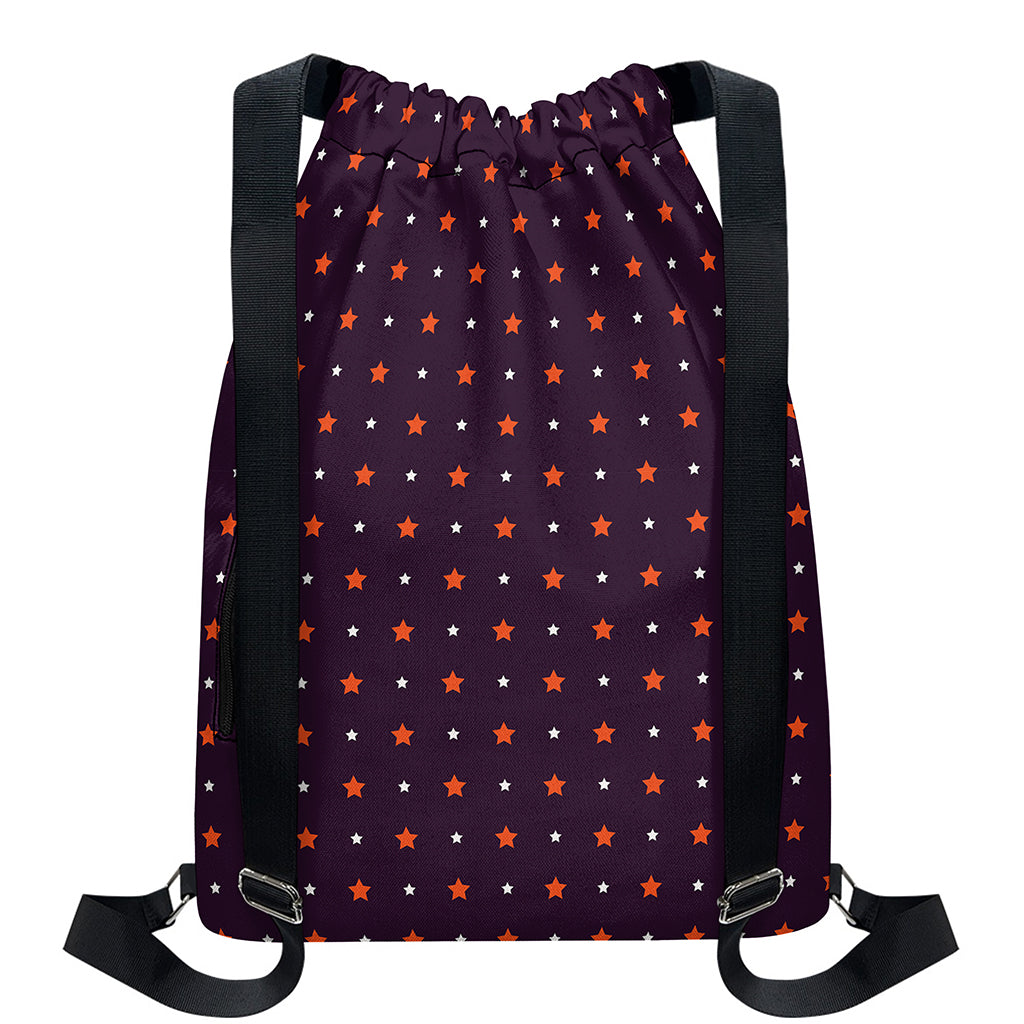 Halloween Stars Pattern Print Drawstring Backpack