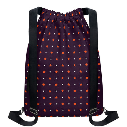 Halloween Stars Pattern Print Drawstring Backpack