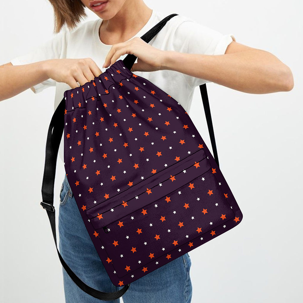 Halloween Stars Pattern Print Drawstring Backpack