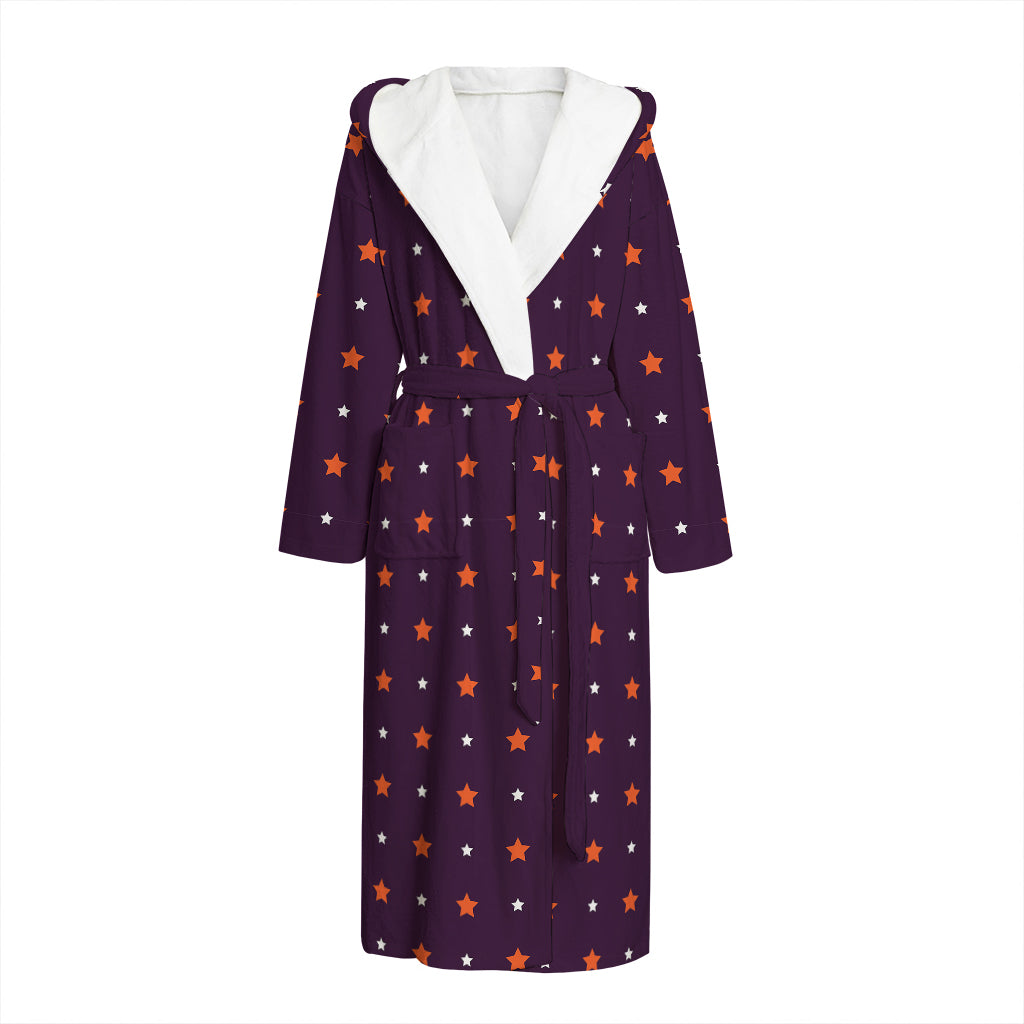 Halloween Stars Pattern Print Hooded Bathrobe
