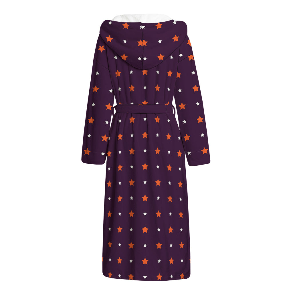 Halloween Stars Pattern Print Hooded Bathrobe