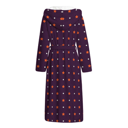 Halloween Stars Pattern Print Hooded Bathrobe