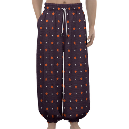 Halloween Stars Pattern Print Lantern Pants
