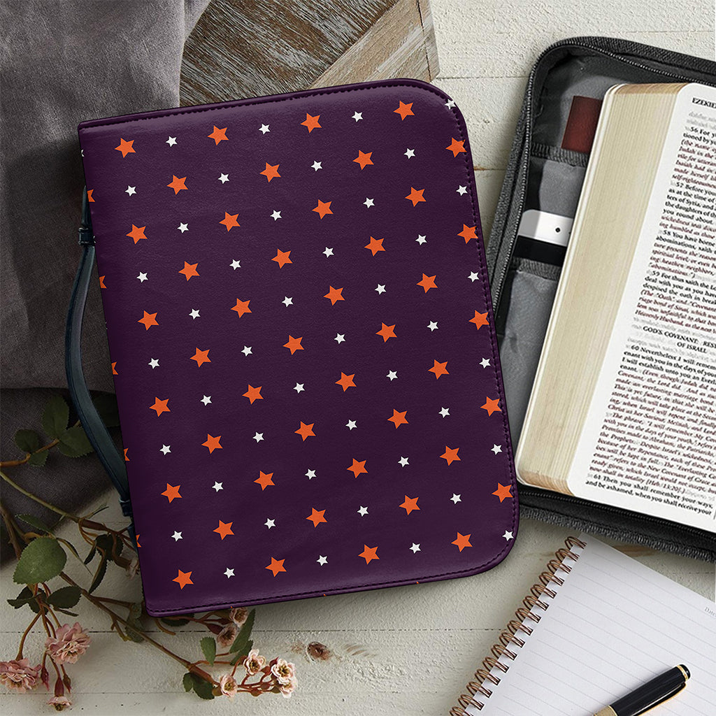 Halloween Stars Pattern Print Leather Bible Cover